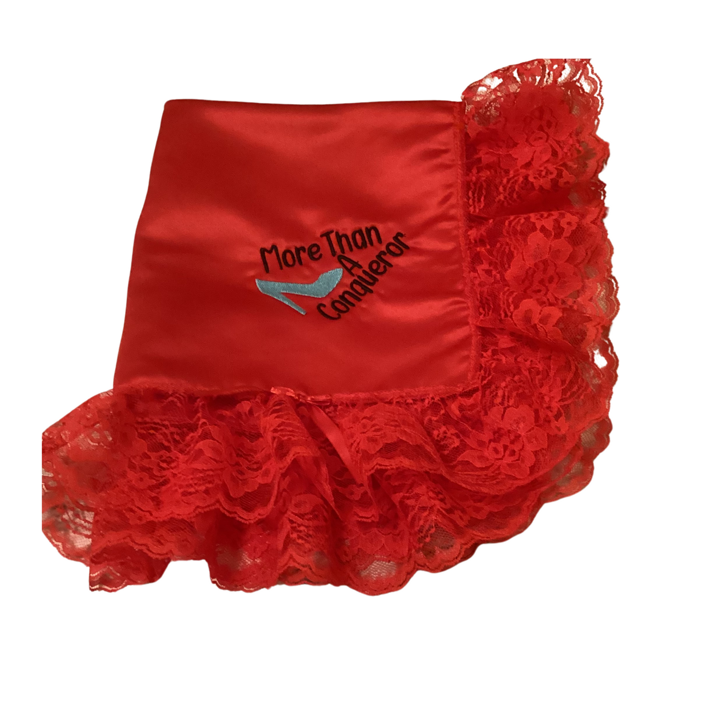 Embroidery Red Women Lap Scarf  More Than A Conqueror